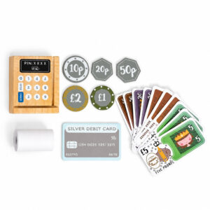 Medinis kasos aparatas vaikams su mokėjimo terminalu, skaitytuvu, banknotais, monetomis ir kortele ECOTOYS - Image 9