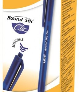 Bic Tušinukas Round Stic Clic 1.0 mm, mėlynas, pakuotėje 20 vnt. 379640