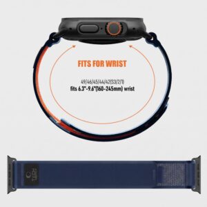 Tech-Protect NYLON ELITE Watch 8 / 9 / 10 / 11 / 12 / SE / ULTRA (44 / 45 / 46 / 49 MM) TAMSIAI MĖLYNA/ORANŽINĖ - Image 9
