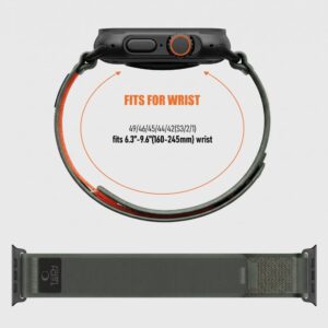 Tech-Protect NYLON ELITE Watch 8 / 9 / 10 / 11 / 12 / SE / ULTRA (44 / 45 / 46 / 49 MM) ŽALIAS/ORANŽINIS - Image 9