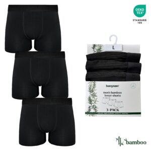 BENYSON bambuko viskozės trumpikės-šortukai vyrams, 3 vnt., juodos, M