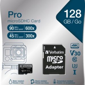 Verbatim 47044 Pro U3 Micro SDXC Atminties kortelė 128GB + microSD į SD Adapteris - Image 3