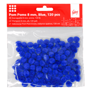 Dekoracija Pom-Pom College, 8 mm., 120 vnt., mėlynos spalvos