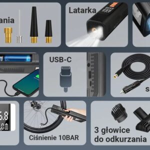 Extralink ODKURZACZ SAMOCHODOWY Z KOMPRESOREM 2W1 12V USB - Image 2