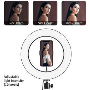 Žiedinė šviesa 10" LED 12 W su trikoju 1,1 m Maclean Energy MCE610, "Bluetooth" laikmatis, galimybė keisti spalvą 3200K-5600K ir ryškumą 10-100 %. - Image 2