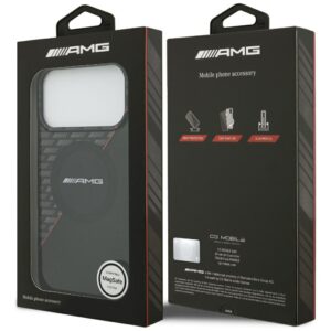 AMG IML dvigubo sluoksnio rombų rašto MagSafe dėklas, skirtas iPhone 18 Pro Max / 17 Pro Max – juodas/raudonas - Image 8