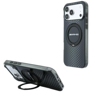 AMG IML dvigubo sluoksnio Urban Line dėklas su žiediniu stovu MagSafe, skirtas Iphone 18 Pro / 17 Pro, juodas