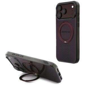 Dėklas AMG IML Double Layer Urban Line su žiediniu stovu MagSafe, skirtas iPhone 18 Pro Max / 17 Pro Max, bordo spalvos