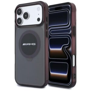 Dėklas AMG IML Transparent Bicolor Block MagSafe, skirtas iPhone 18 Pro Max / 17 Pro Max, juodas/bordo
