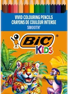 BIC Spalvoti pieštukai Kids Smooth 12 spalvų rinkinys