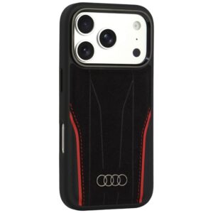 Dėklas Audi R8 Genuine Leather MagSafe, skirtas iPhone 18 Pro / 17 Pro, juodas-raudonas - Image 2