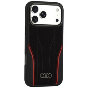 Dėklas Audi R8 iš natūralios odos su MagSafe, skirtas iPhone 18 Pro Max / 17 Pro Max, juodas-raudonas - Image 2