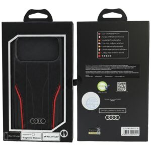 Dėklas Audi R8 iš natūralios odos su MagSafe, skirtas iPhone 18 Pro Max / 17 Pro Max, juodas-raudonas - Image 5