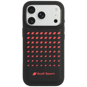 Dėklas Audi Sport Synthetic Leather MagSafe, skirtas iPhone 18 Pro / 17 Pro, juodas