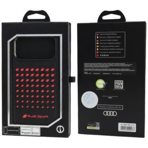 Dėklas Audi Sport Synthetic Leather MagSafe, skirtas iPhone 18 Pro Max / 17 Pro Max, juodas - Image 5