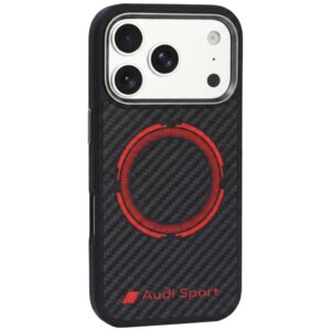 Dėklas Audi RSQ Carbon Fiber Sport Red Circle MagSafe, skirtas iPhone 18 Pro / 17 Pro, juodas - Image 2