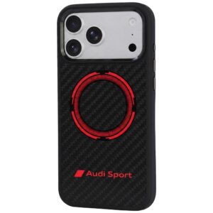 Dėklas Audi RSQ Carbon Fiber Sport Red Circle MagSafe, skirtas iPhone 18 Pro Max / 17 Pro, juodas - Image 2