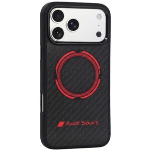 Dėklas Audi RSQ Carbon Fiber Sport Red Circle MagSafe, skirtas iPhone 18 Pro Max / 17 Pro, juodas - Image 3