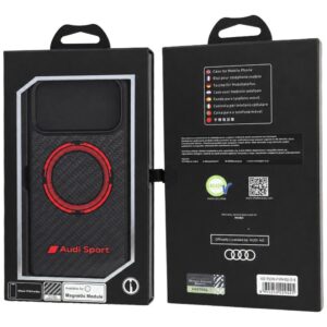 Dėklas Audi RSQ Carbon Fiber Sport Red Circle MagSafe, skirtas iPhone 18 Pro Max / 17 Pro, juodas - Image 4