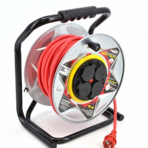 AWTOOLS METALINIS BŪGNINIS ILGINTUVAS 30m 3x2,5mm RAUDONAS HEAVY DUTY 16A / 3680W / IP44