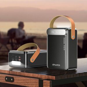 Išorinė baterija AWEI PA-83 80000mAh 3xUSB-A/2XUSB-C juoda - Image 2