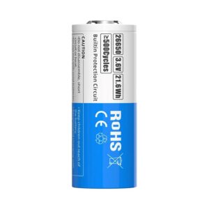 26650 3,6 V ličio jonų 6000 mAh baterija su apsauga - Image 2