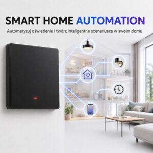 Qoltec 52722 Išmanusis 1 grupės šviesos jungiklis | WiFi | Laikmatis | Tuya | Išmanusis gyvenimas | Juodas - Image 2