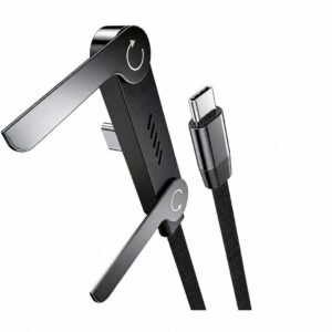 Vakoss TC-U570“ USB-C į USB-C laidas su stovo funkcija, 100 W, 1 m juodas
