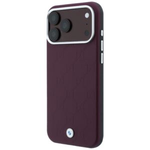 BMW Sign Deboss Quilted Metal Logo MagSafe dėklas, skirtas iPhone 18 Pro / 17 Pro, bordo spalvos - Image 2