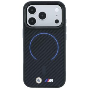 BMW M Kevlar Blue Print žiedinis metalinis logotipo MagSafe dėklas, skirtas iPhone 18 Pro Max / 17 Pro Max, juodas - Image 3