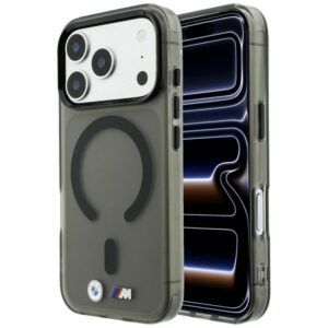 Dėklas BMW M IML Frosted Metal Logo & Trims MagSafe, skirtas iPhone 18 Pro / 17 Pro, juodas