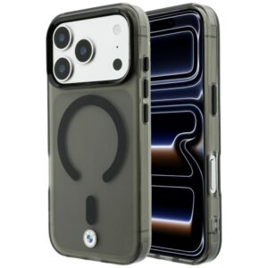 Dėklas BMW Sign Frosted IML & Metal Logo MagSafe, skirtas iPhone 18 Pro / 17 Pro, pilkas