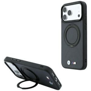 Dėklas BMW Kevlar Ring Stand 360 MagSafe, skirtas iPhone 18 Pro / 17 Pro, antracito spalvos