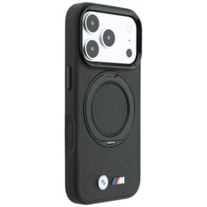 Dėklas BMW Kevlar Ring Stand 360 MagSafe, skirtas iPhone 18 Pro / 17 Pro, juodas - Image 4