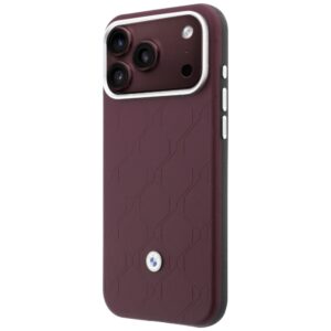 BMW Quilted Pattern Metal Logo dėklas + piniginės rinkinys, skirtas iPhone 18 Pro / 17 Pro, bordo spalvos - Image 2