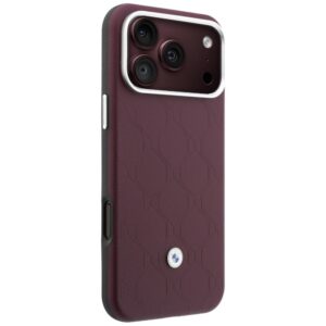 BMW Quilted Pattern Metal Logo dėklas + piniginės rinkinys, skirtas iPhone 18 Pro / 17 Pro, bordo spalvos - Image 4