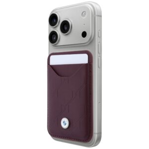 BMW Quilted Pattern Metal Logo dėklas + piniginės rinkinys, skirtas iPhone 18 Pro / 17 Pro, bordo spalvos - Image 8