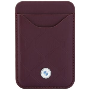 BMW Quilted Pattern Metal Logo dėklas + piniginės rinkinys, skirtas iPhone 18 Pro / 17 Pro, bordo spalvos - Image 9