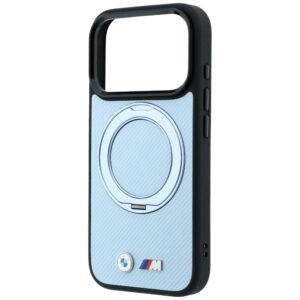 BMW Kevlar žiedinis stovas 360 MagSafe dėklas, skirtas iPhone 18 Pro / 17 Pro, mėlynas - Image 6
