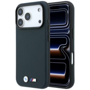 BMW M Quadrille Kevlar metalinis logotipas MagSafe dėklas, skirtas iPhone 18 Pro Max / 17 Pro Max, tamsiai mėlynas
