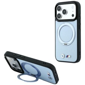 BMW Kevlar žiedinis stovas 360 MagSafe dėklas, skirtas iPhone 18 Pro Max / 17 Pro Max, mėlynas