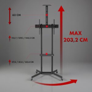 Stovas / vežimėlis televizoriui Maclean, kamera lentynėlė, su ratukais, 37-70", maks. apkrova 45 kg/5 kg lentynėlė, maks. VESA 600x400, MC-113 B - Image 3