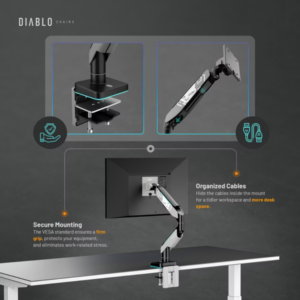 Diablo LED RGB monitoriaus 49" laikiklis X-Arm pilkas ir juodas - Image 4