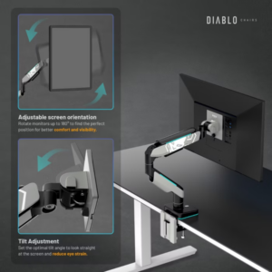 Diablo LED RGB monitoriaus 49" laikiklis X-Arm pilkas ir juodas - Image 6