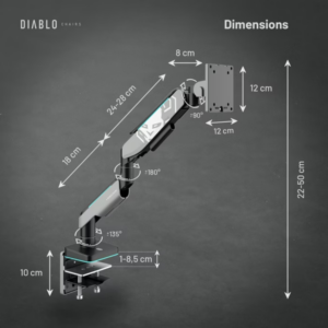 Diablo LED RGB monitoriaus 49" laikiklis X-Arm pilkas ir juodas - Image 9