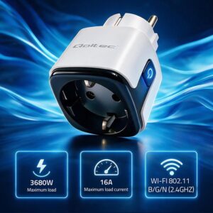 Qoltec 52710 Išmanusis „Wi-Fi“ lizdas 16A | Laikmatis | Energijos skaitiklis | „Tuya“ | Išmanusis gyvenimas | „Amazon Alexa“ | „Google“ asistentas - Image 2