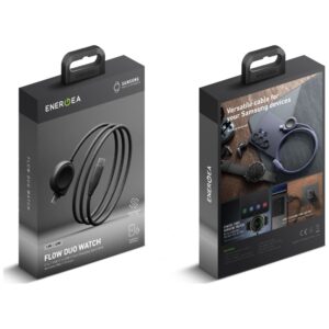 Energea Flow Duo Watch 2-in-1 USB-C į USB-C laidas + Samsung Watch įkroviklis 480Mb/s 60W 1.5m juodas - Image 2