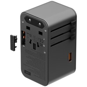 Energea TravelWorld adapteris GaN 160W PD 3x USB-C / USB-A Gunmetal sieninis įkroviklis - Image 4