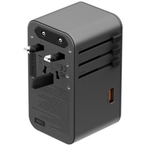 Energea TravelWorld adapteris GaN 160W PD 3x USB-C / USB-A Gunmetal sieninis įkroviklis - Image 7