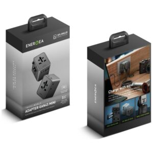 Energea TravelWorld Mini GaN 45W PD sieninis įkroviklis 3x USB-C / 2x USB-A Gunmetal - Image 10